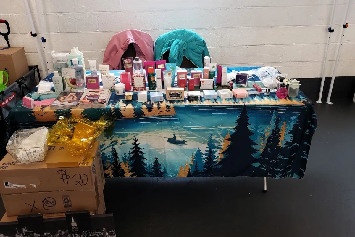 An Avon vendor table
